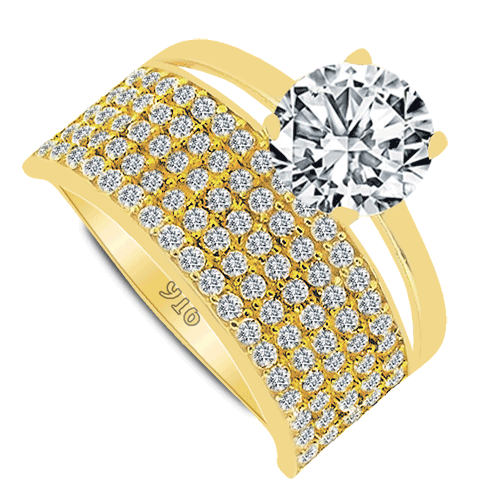 Cigold 22 Ayar Alyanslı Tektaş Yüzük K1YZK0492000547