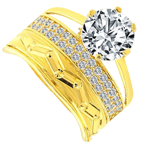 Cigold 22 Ayar Alyanslı Tektaş Yüzük K1YZK0500000546
