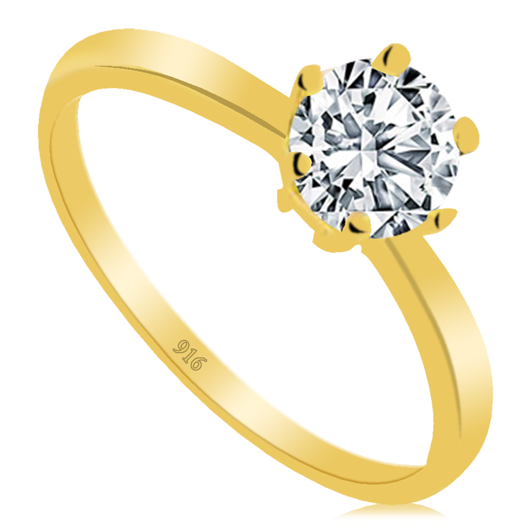 Cigold 22 Ayar Tektaş Yüzük K1YZK0218000596