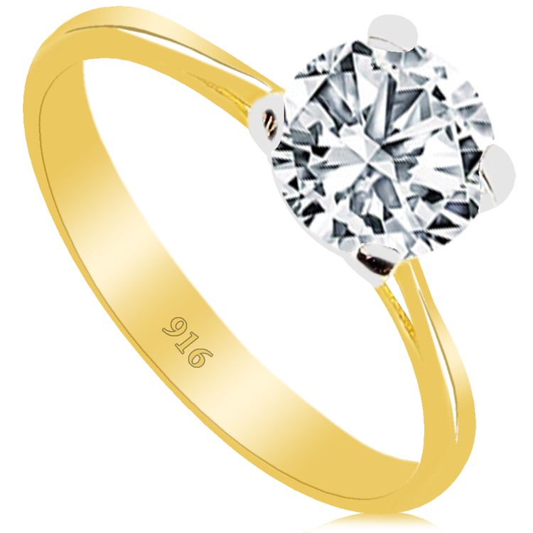 Cigold 22 Ayar Tektaş Yüzük K1YZK0315000595