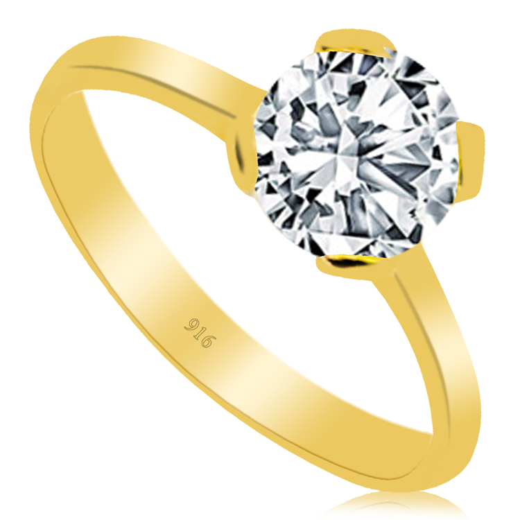 Cigold 22 Ayar Tektaş Yüzük K1YZK0355000597
