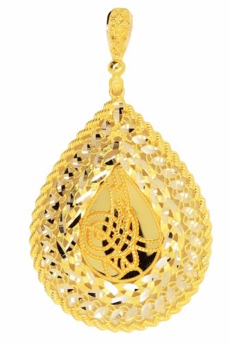 Cigold 14 Ayar Altın Taşsız Tuğralı Kolye Ucu