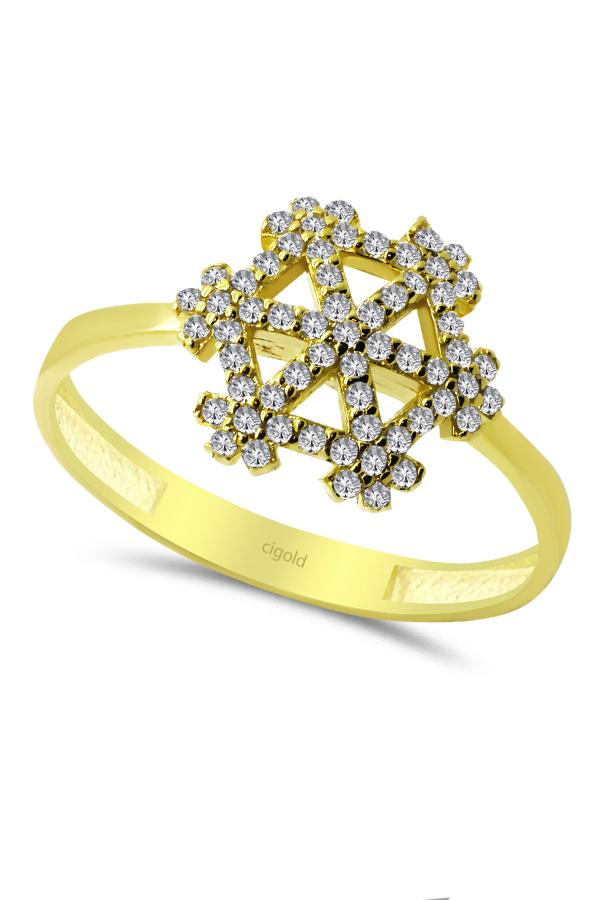Cigold 14 Ayar Taşlı Yüzük OA-17K1YZK0185015141
