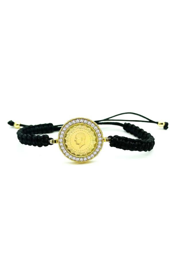 Cigold Taşlı İpli Çerçeve Çeyrek Altın Bileklik 28K2BLK0175009335
