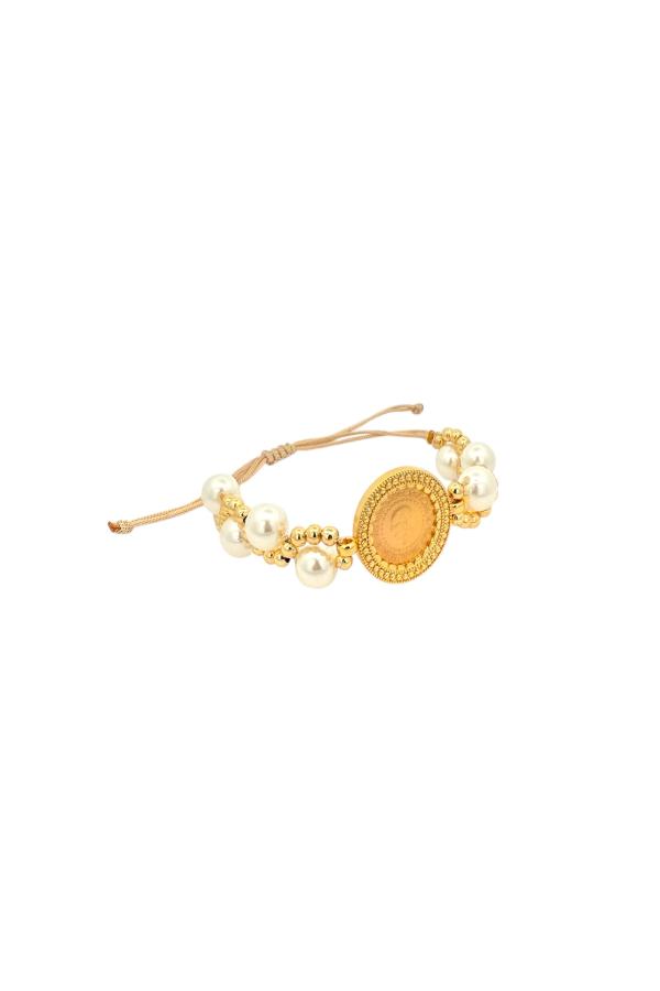 Cigold Taşlı İpli Çerçeve Çeyrek Altın Bileklik OA-K1BLK0000009368