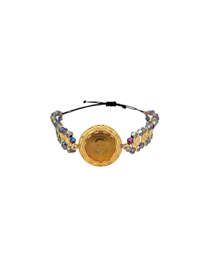 Cigold Taşlı İpli Çerçeve Çeyrek Altın Bileklik OA-K1BLK0000009369