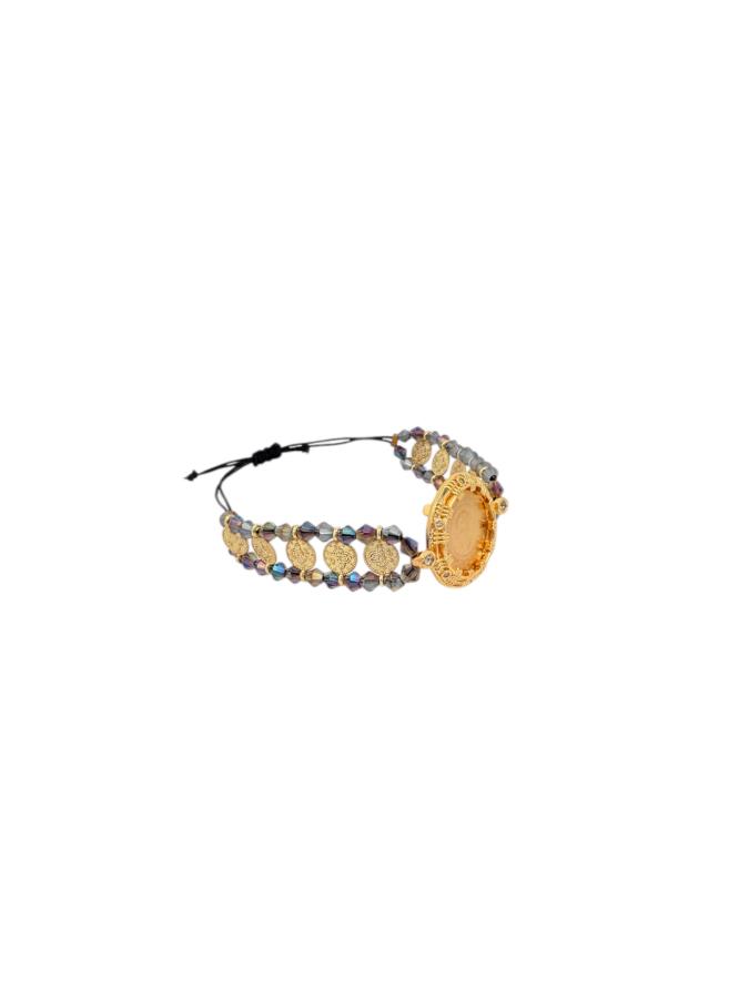 Cigold Taşlı İpli Çerçeve Çeyrek Altın Bileklik OA-K1BLK0000009369