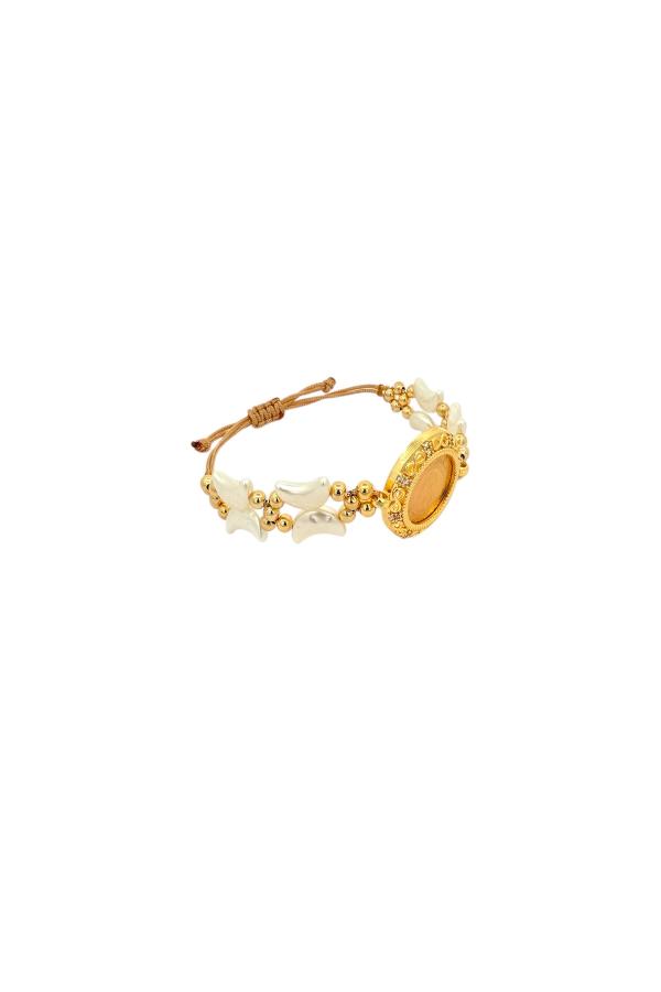 Cigold Taşlı İpli Çerçeve Çeyrek Altın Bileklik OA-K1BLK0000009371