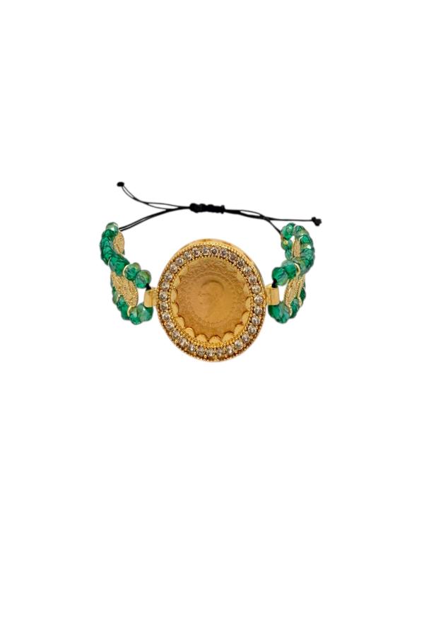 Cigold Taşlı İpli Çerçeve Çeyrek Altın Bileklik OA-K1BLK0000009373