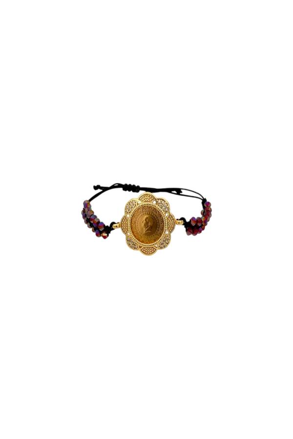 Cigold Taşlı İpli Çerçeve Çeyrek Altın Bileklik OA-K1BLK0000009374