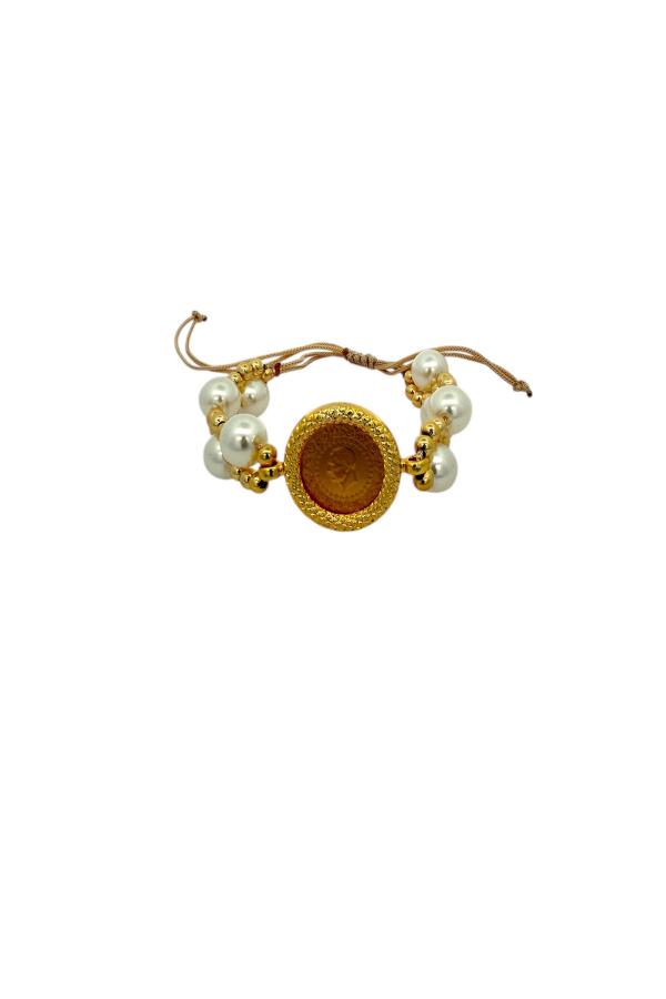 Cigold Taşlı İpli Çerçeve Çeyrek Altın Bileklik OA-K1BLK0000009375