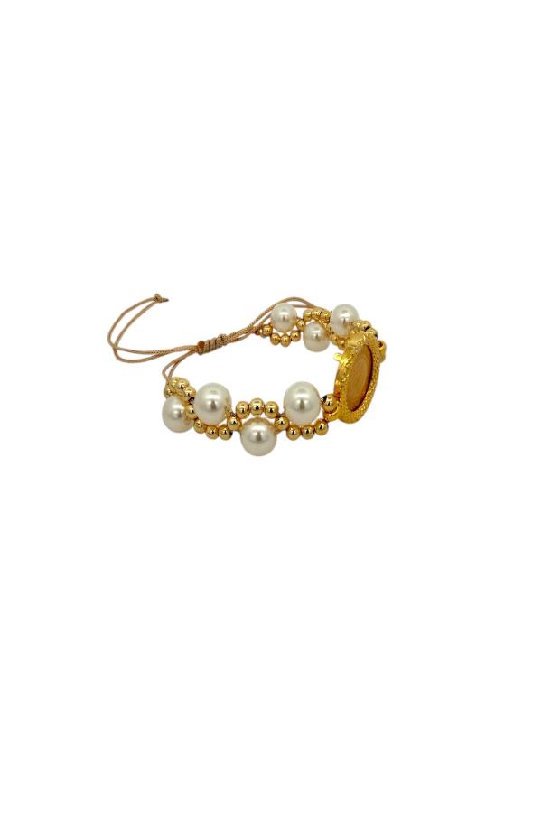 Cigold Taşlı İpli Çerçeve Çeyrek Altın Bileklik OA-K1BLK0000009375