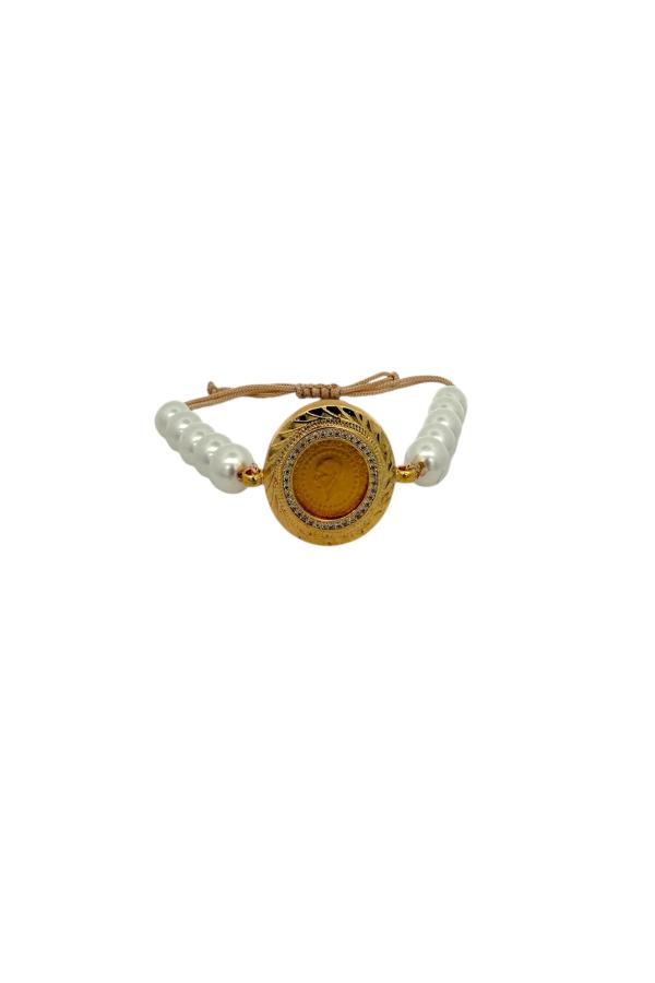 Cigold Taşlı İpli Çerçeve Çeyrek Altın Bileklik OA-K1BLK0000009376