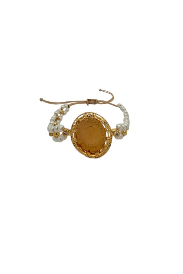Cigold Taşlı İpli Çerçeve Çeyrek Altın Bileklik OA-K1BLK0000009378