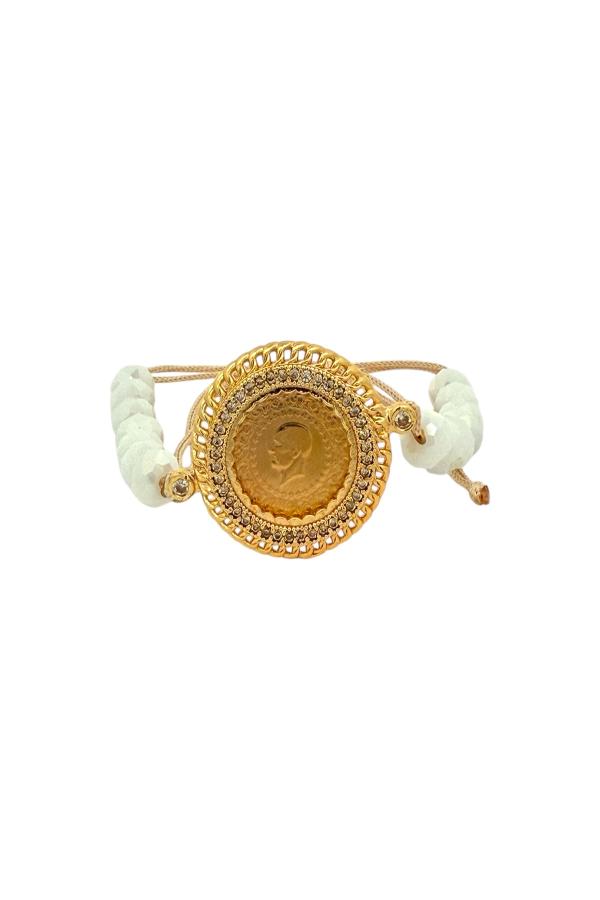Cigold Taşlı İpli Çerçeve Çeyrek Altın Bileklik OA-K1BLK0000009379