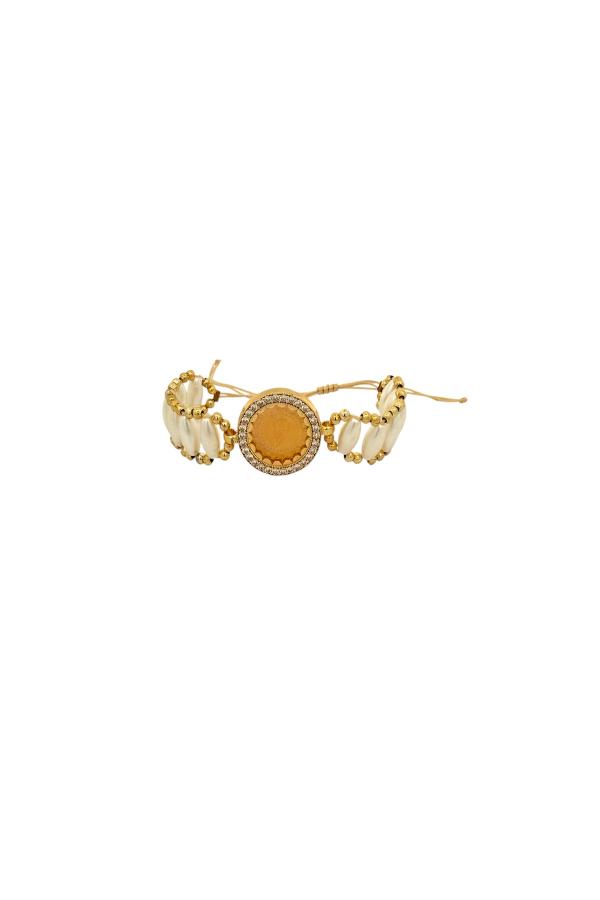 Cigold Taşlı İpli Çerçeve Çeyrek Altın Bileklik OA-K1BLK0000009381