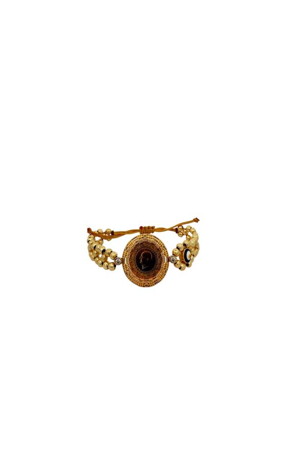 Cigold Taşlı İpli Çerçeve Çeyrek Altın Bileklik OA-K1BLK0000009383