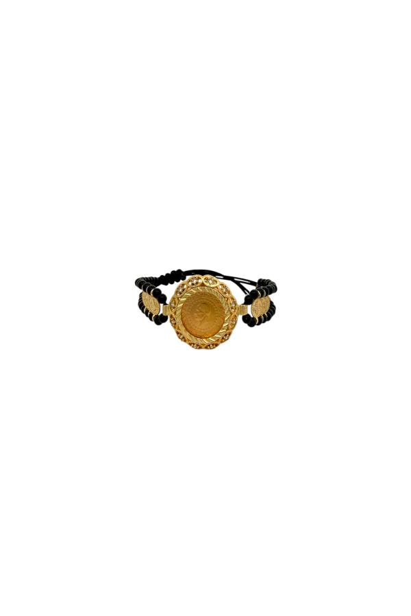 Cigold Taşlı İpli Çerçeve Çeyrek Altın Bileklik OA-K1BLK0000009384