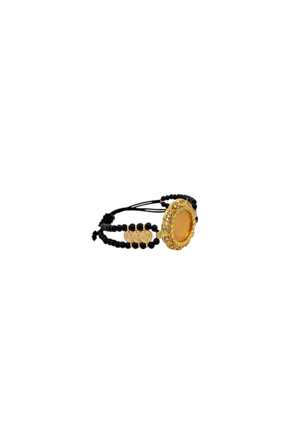 Cigold Taşlı İpli Çerçeve Çeyrek Altın Bileklik OA-K1BLK0000009384