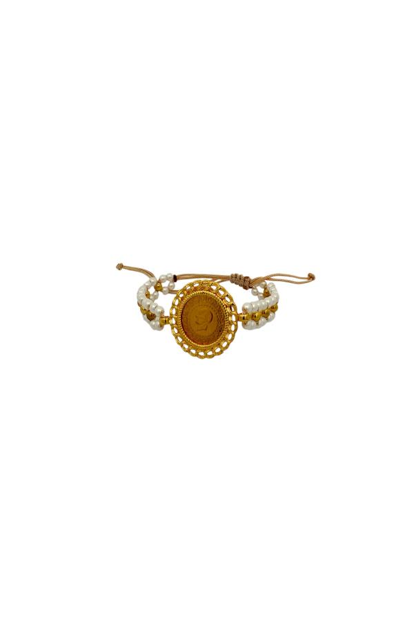 Cigold Taşlı İpli Çerçeve Çeyrek Altın Bileklik OA-K1BLK0000009385
