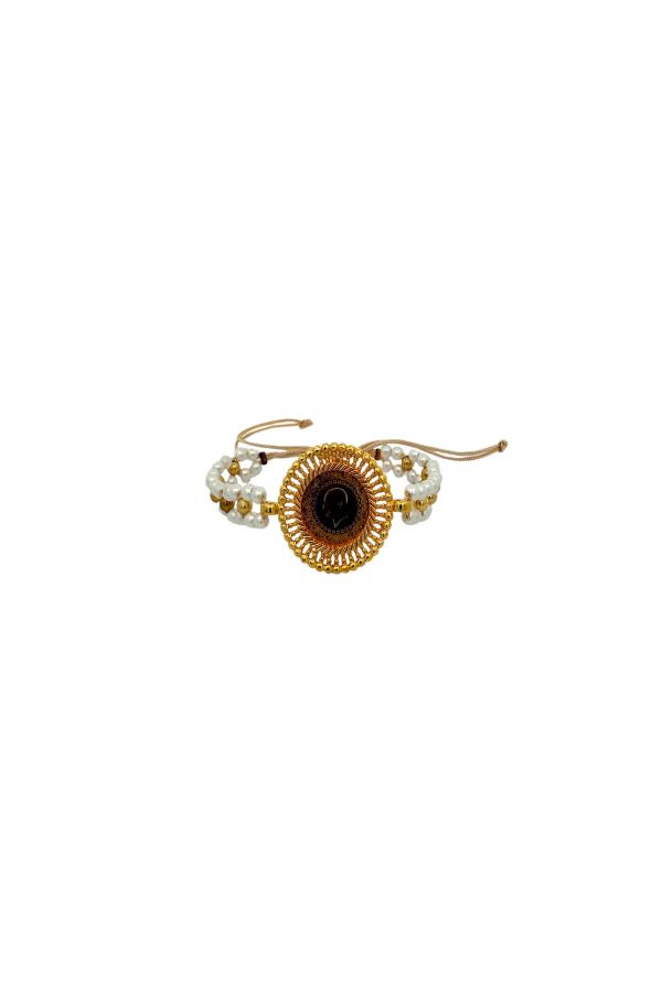Cigold Taşlı İpli Çerçeve Çeyrek Altın Bileklik OA-K1BLK0000009386