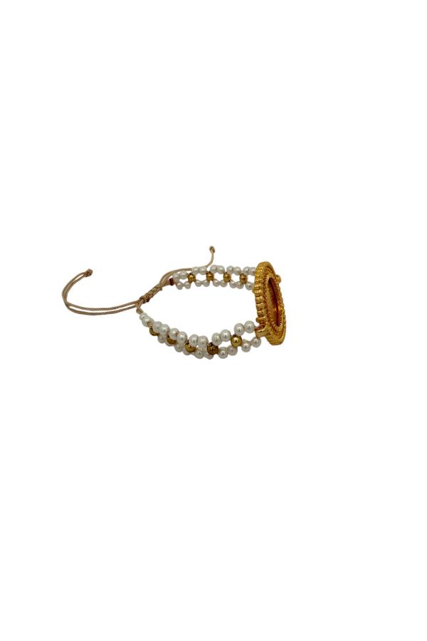 Cigold Taşlı İpli Çerçeve Çeyrek Altın Bileklik OA-K1BLK0000009386