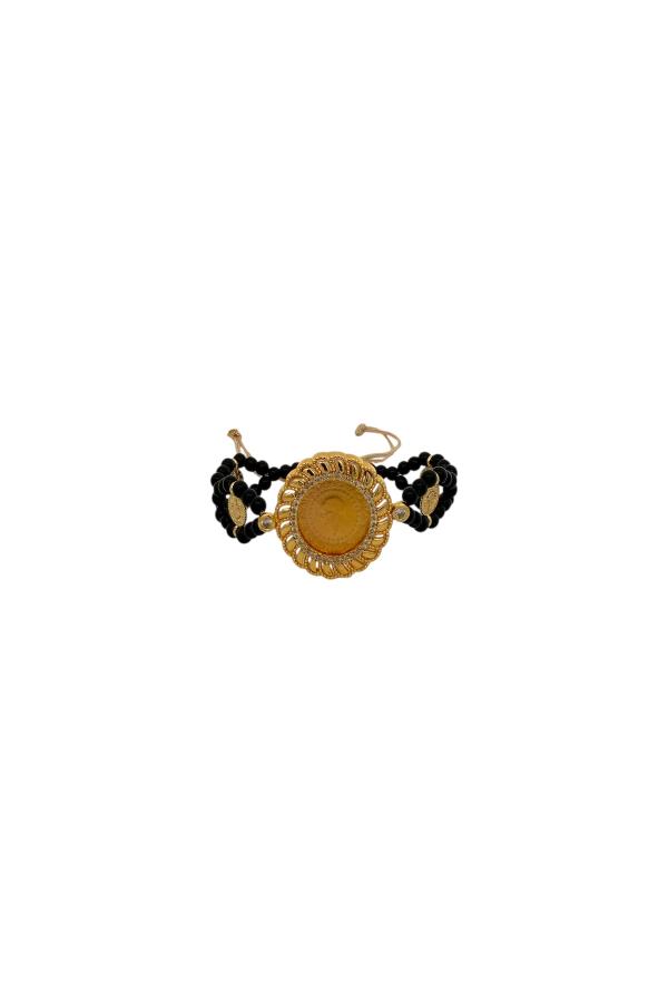 Cigold Taşlı İpli Çerçeve Çeyrek Altın Bileklik OA-K1BLK0000009387