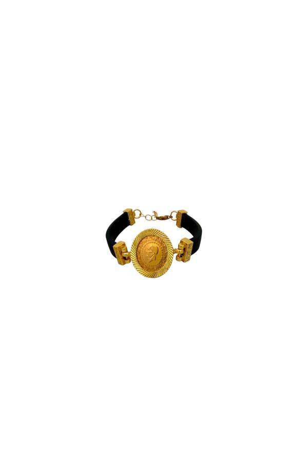 Cigold Taşlı İpli Çerçeve Çeyrek Altın Bileklik OA-K1BLK0000009392