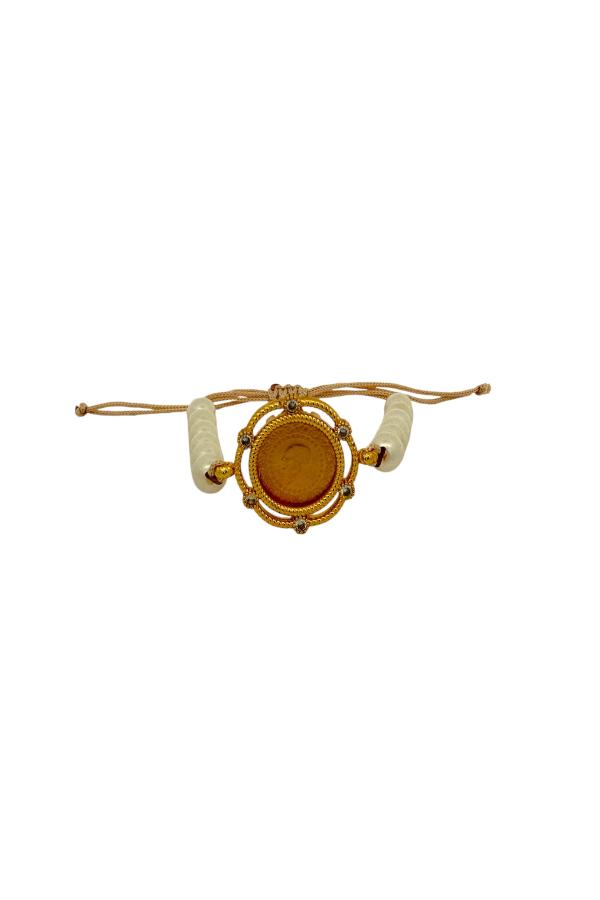 Cigold Taşlı İpli Çerçeve Çeyrek Altın Bileklik OA-K1BLK0000009393