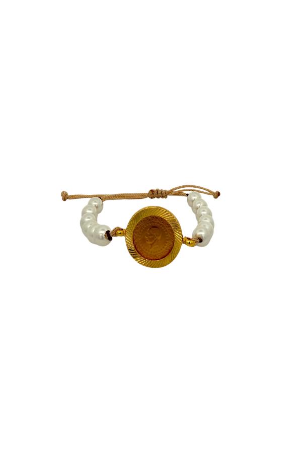 Cigold Taşlı İpli Çerçeve Çeyrek Altın Bileklik OA-K1BLK0000009394