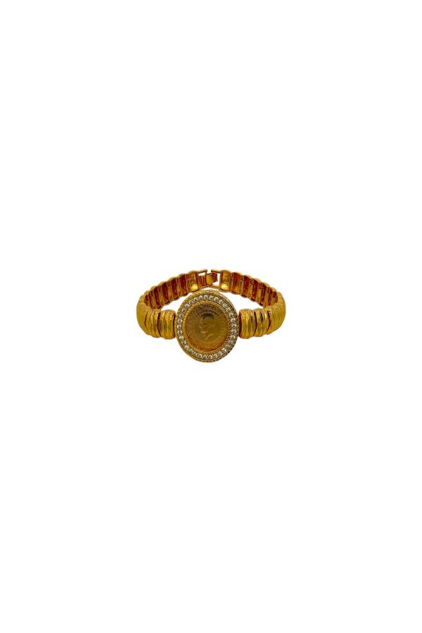 Cigold Taşlı İpli Çerçeve Çeyrek Altın Bileklik OA-K1BLK0000009399